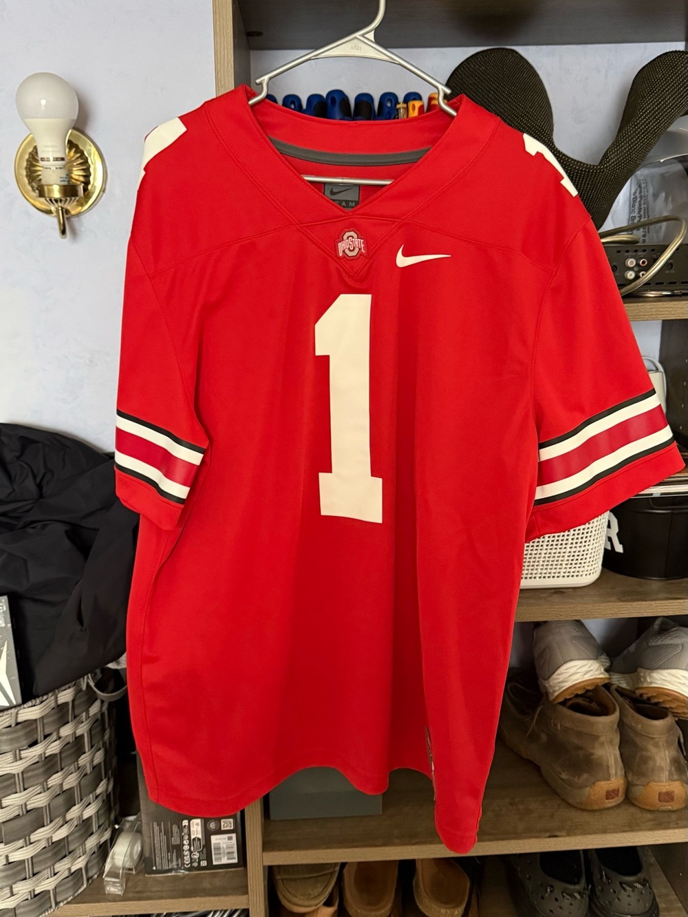 Nike Red and White Ohio State Football Jersey XL
